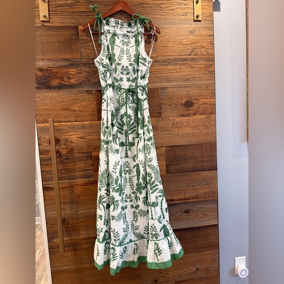 Sugarlips Cotton Green and White Floral Maxi Dress with Pockets - Picture 3 of 8